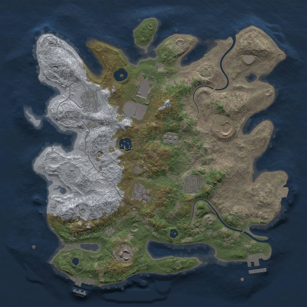 Rust Map: Procedural Map, Size: 3500, Seed: 80311347, 14 Monuments