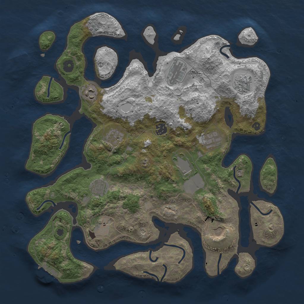 Rust Map: Procedural Map, Size: 3850, Seed: 1806876053, 18 Monuments