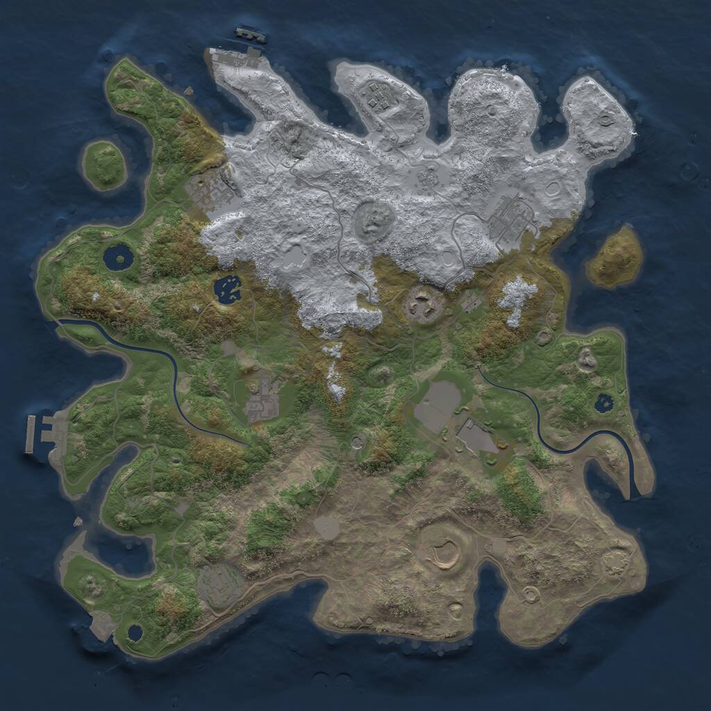 Rust Map: Procedural Map, Size: 3750, Seed: 5244045, 15 Monuments