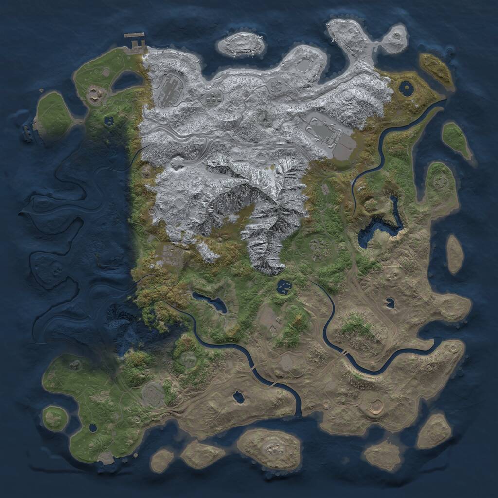 Rust Map: Procedural Map, Size: 5000, Seed: 5005, 16 Monuments