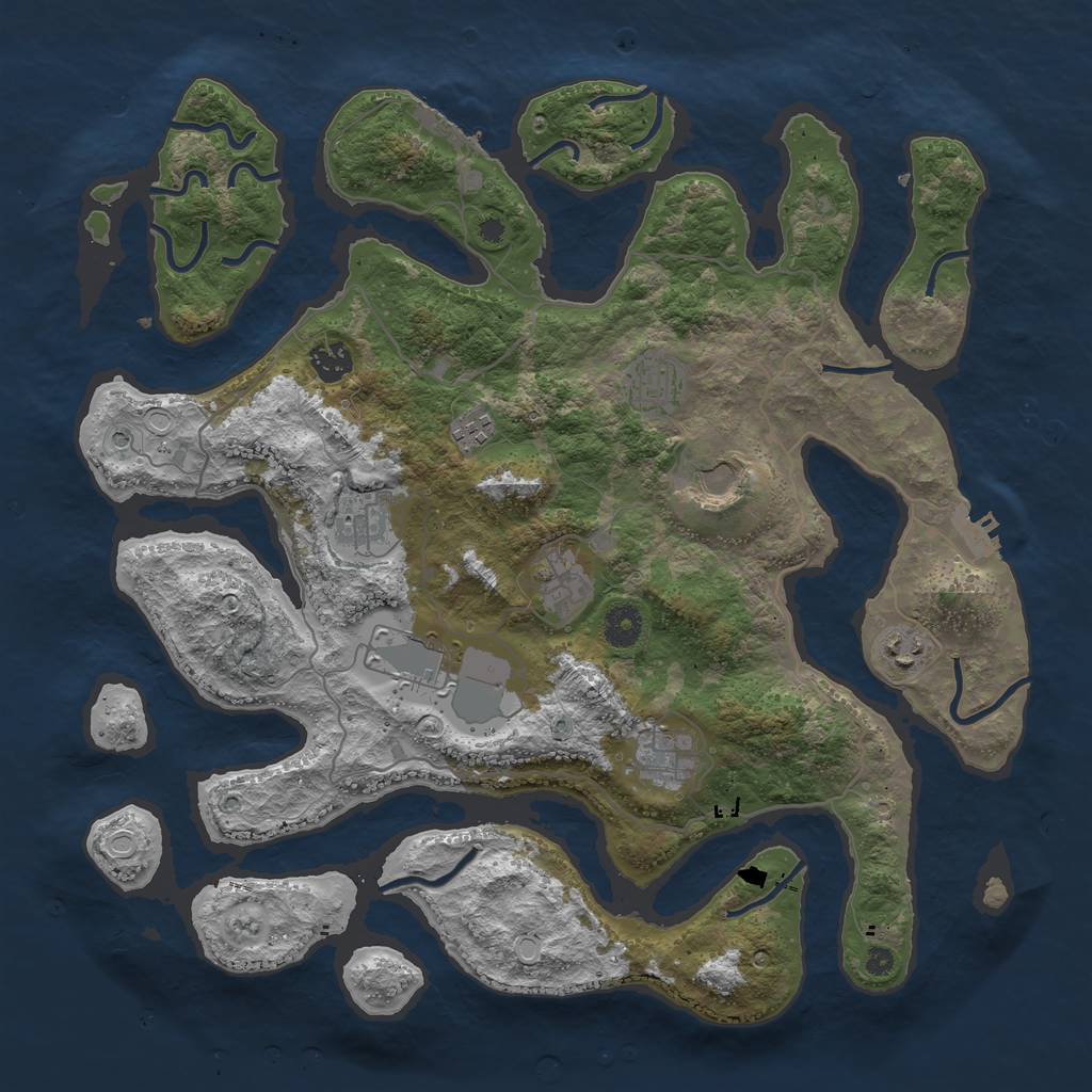 Rust Map: Procedural Map, Size: 4000, Seed: 431321395, 20 Monuments