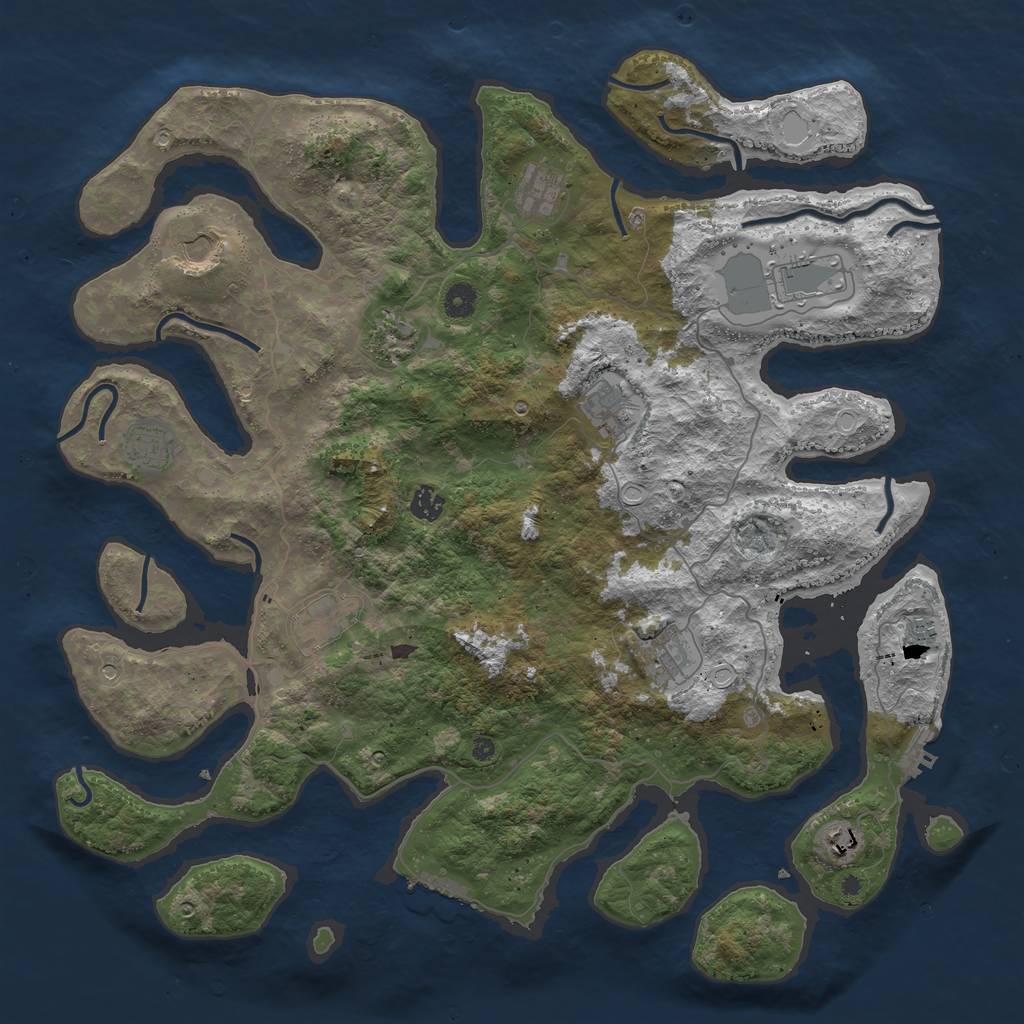 Rust Map: Procedural Map, Size: 4500, Seed: 1415084753, 19 Monuments