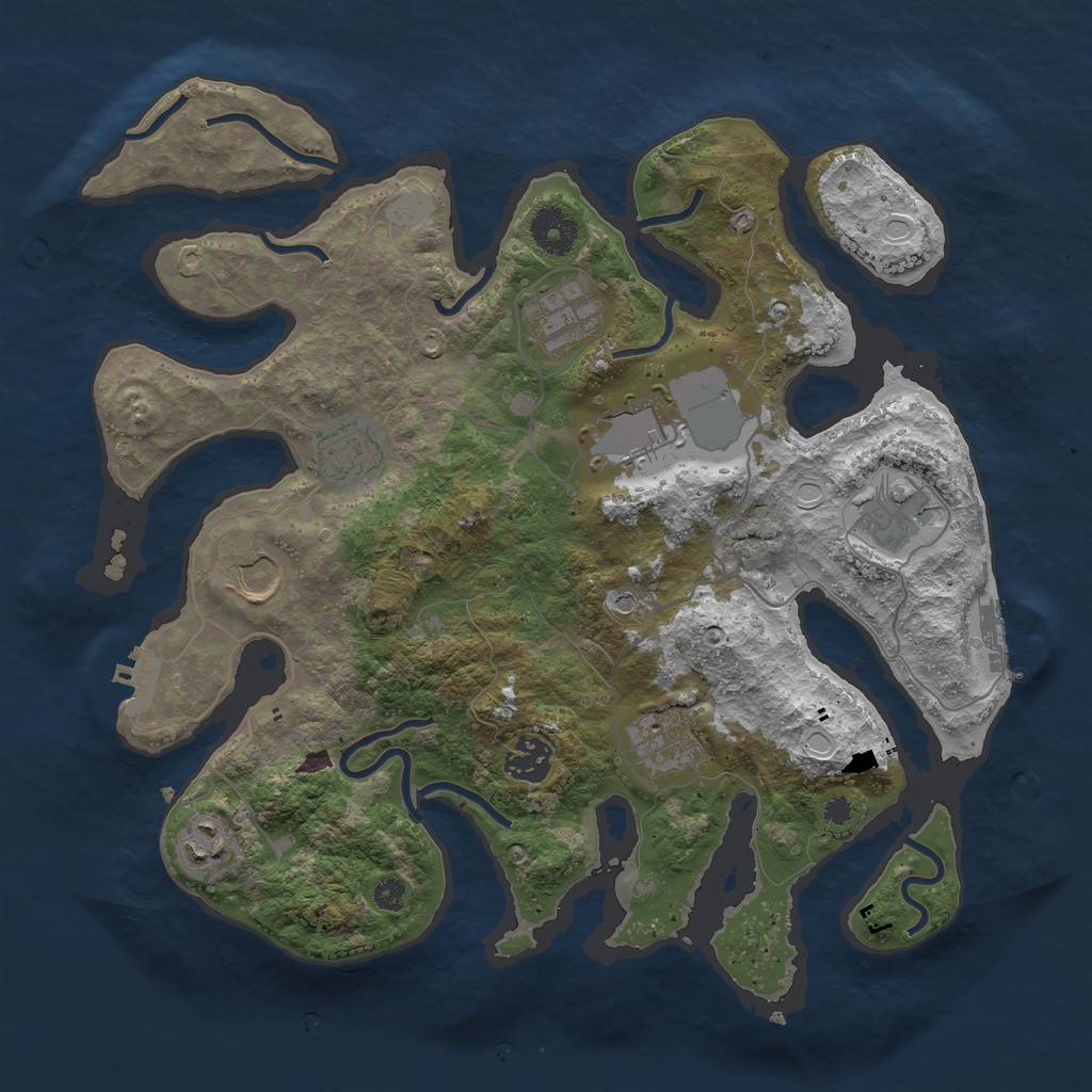 Rust Map: Procedural Map, Size: 3500, Seed: 455806665, 16 Monuments