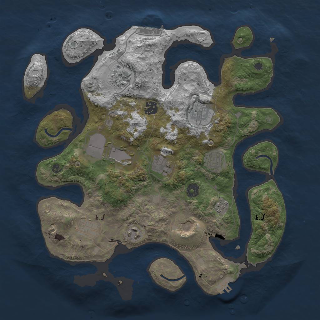 Rust Map: Procedural Map, Size: 3500, Seed: 1035548039, 17 Monuments
