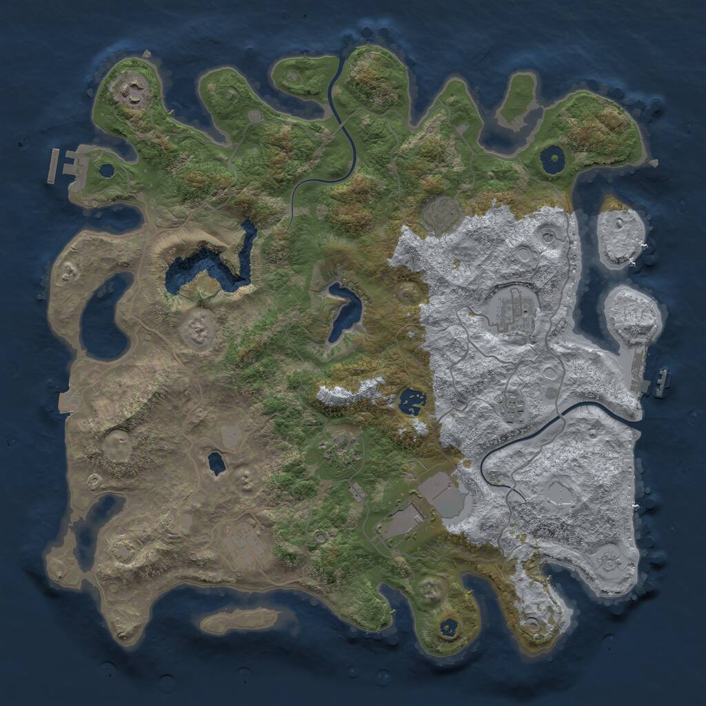 Rust Map: Procedural Map, Size: 4000, Seed: 703554290, 14 Monuments