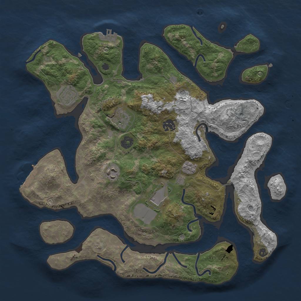 Rust Map: Procedural Map, Size: 3600, Seed: 910455261, 17 Monuments