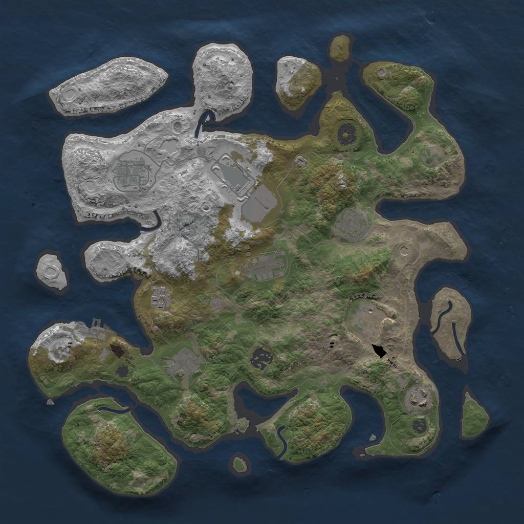Rust Map: Procedural Map, Size: 3750, Seed: 1460824818, 19 Monuments