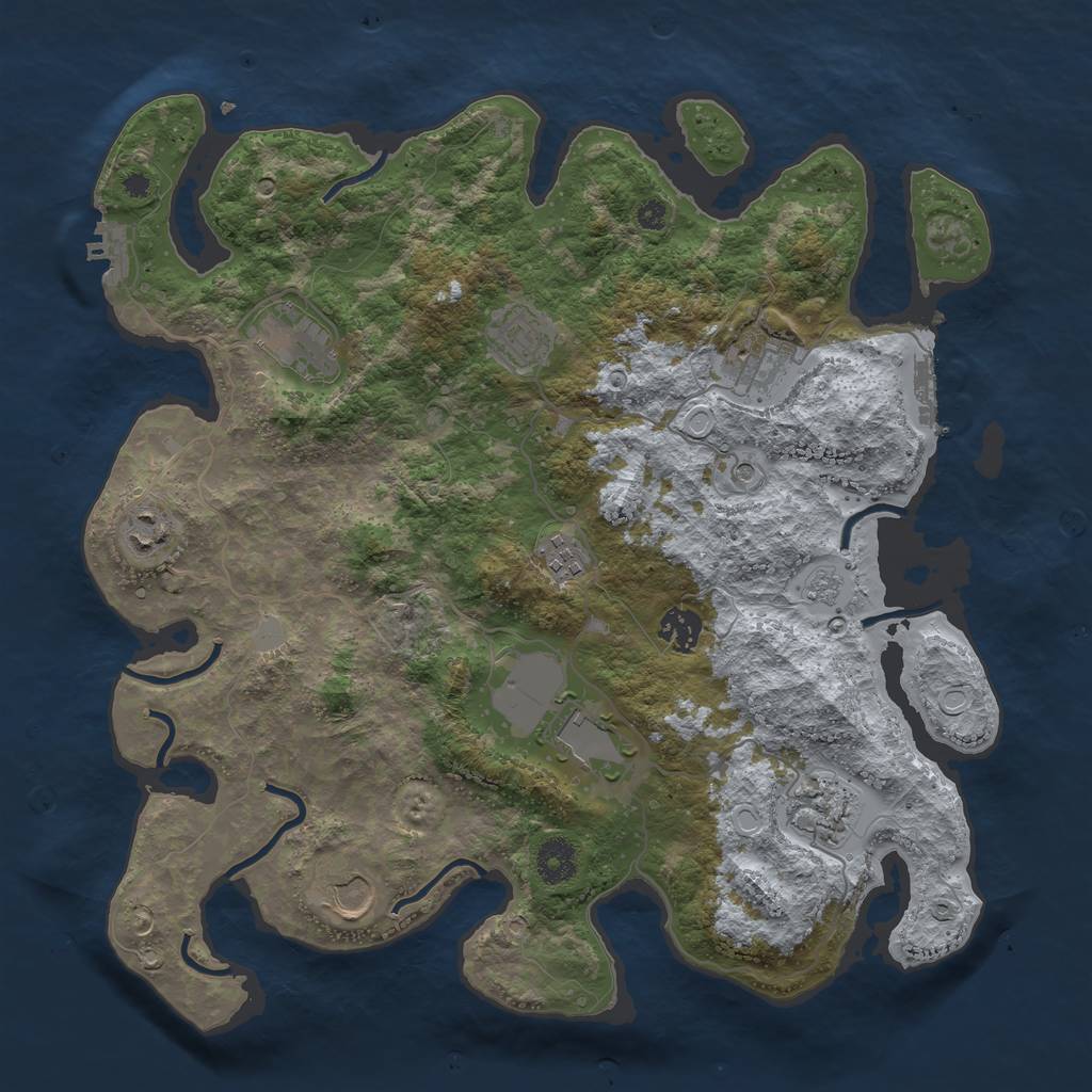 Rust Map: Procedural Map, Size: 3750, Seed: 123652233, 16 Monuments