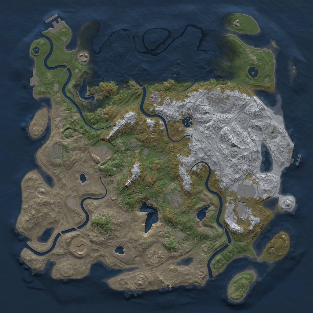 Rust Map: Procedural Map, Size: 4500, Seed: 1234032520, 16 Monuments