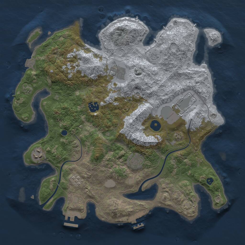 Rust Map: Procedural Map, Size: 3500, Seed: 2977366, 12 Monuments