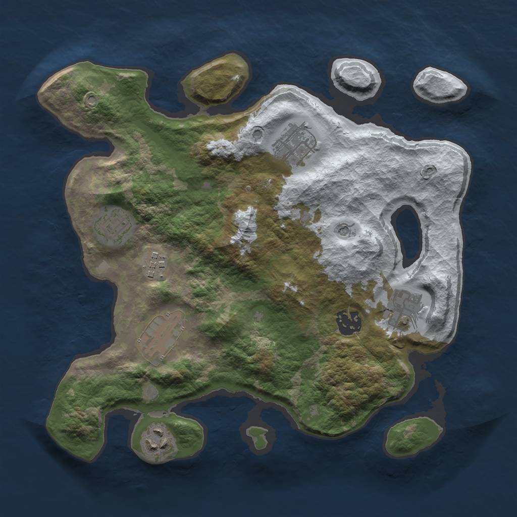 Rust Map: Barren, Size: 3000, Seed: 807648, 10 Monuments