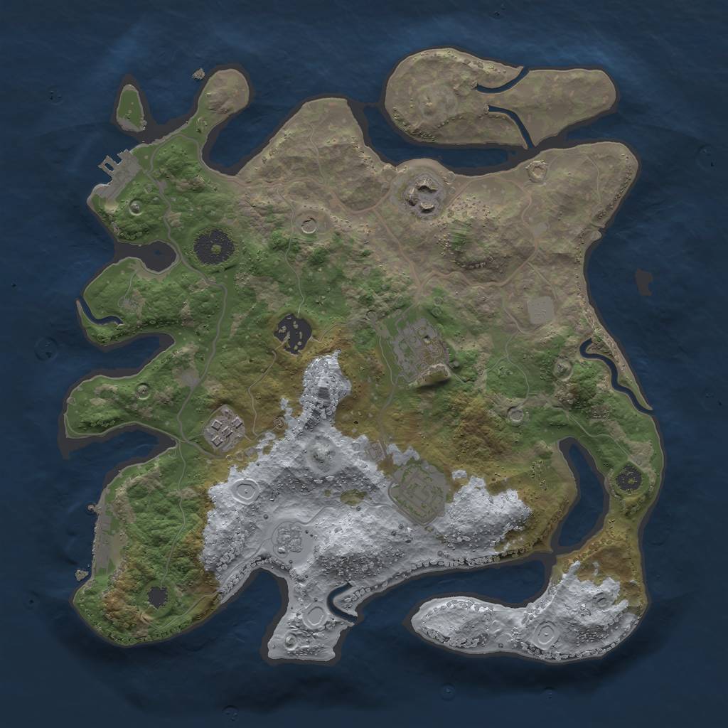Rust Map: Procedural Map, Size: 3000, Seed: 297618, 12 Monuments