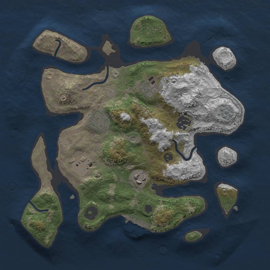 Rust Map: Procedural Map, Size: 3000, Seed: 434925, 16 Monuments