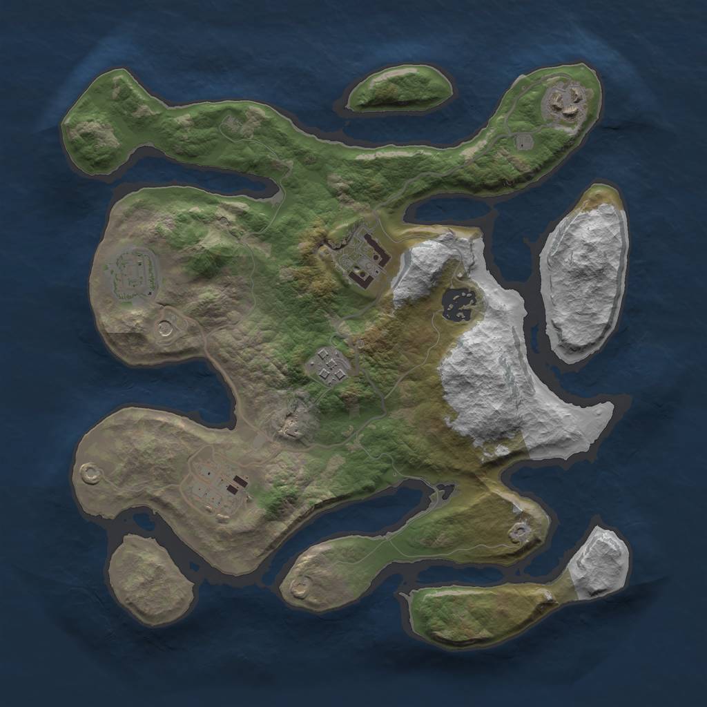 Rust Map: Barren, Size: 3000, Seed: 362474, 9 Monuments