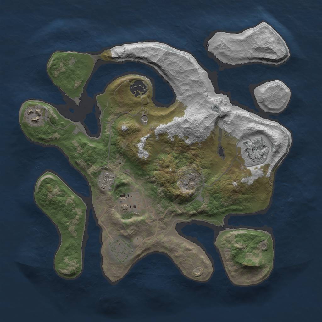 Rust Map: Barren, Size: 3000, Seed: 303860, 9 Monuments