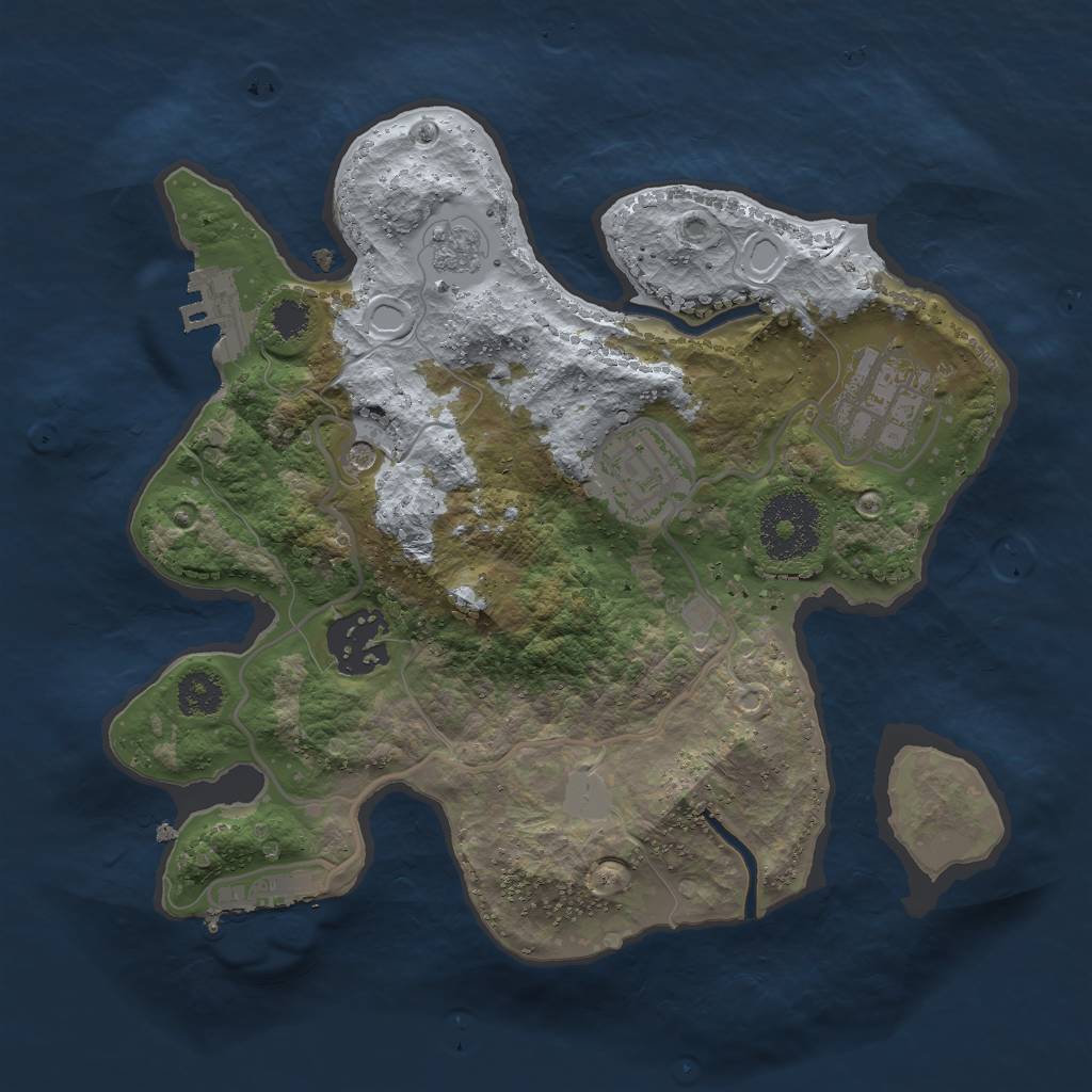Rust Map: Procedural Map, Size: 2500, Seed: 1393631742, 10 Monuments