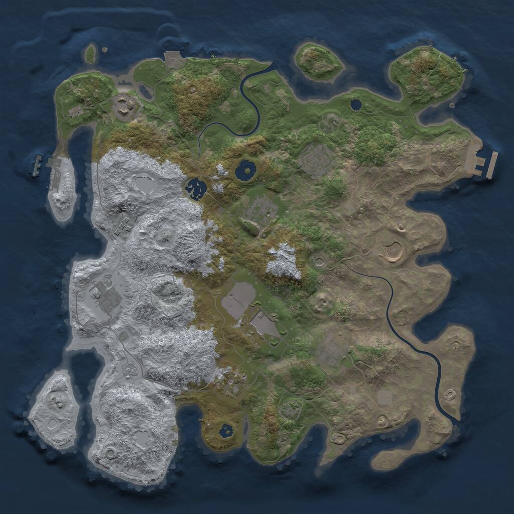 Rust Map: Procedural Map, Size: 3750, Seed: 6099, 16 Monuments