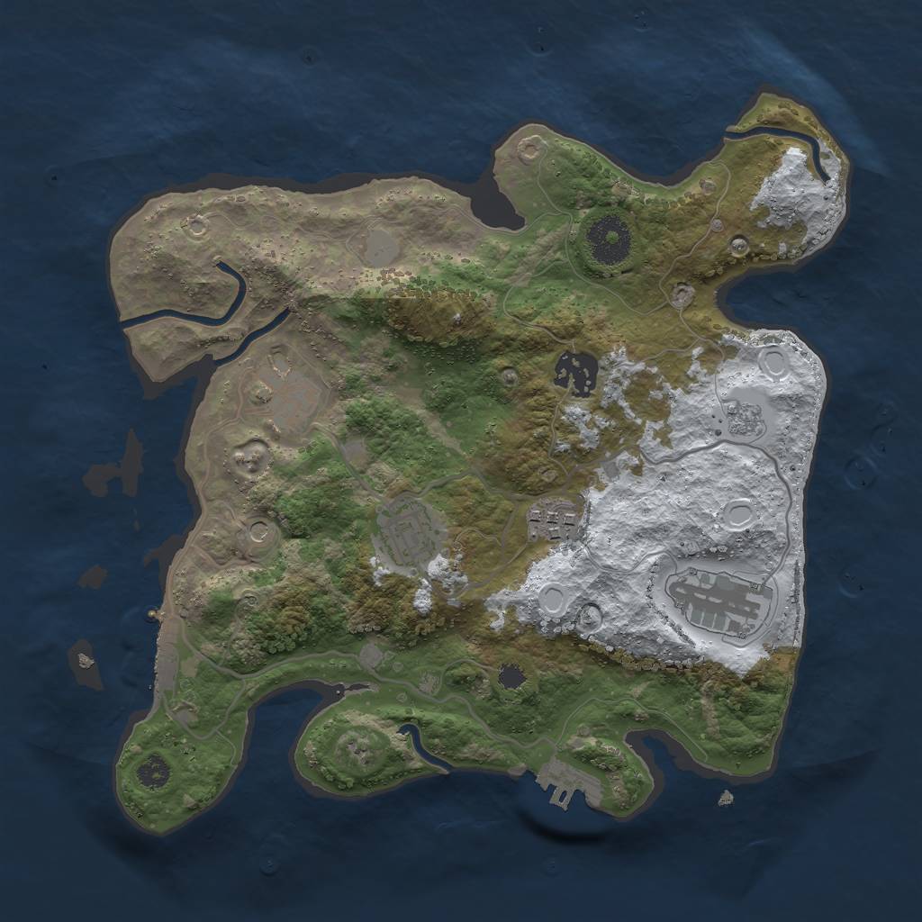 Rust Map: Procedural Map, Size: 3000, Seed: 1692957597, 14 Monuments
