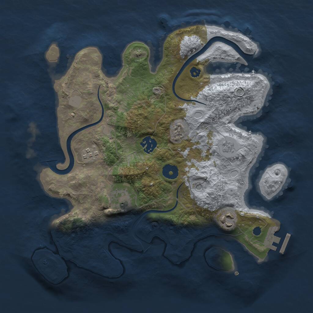 Rust Map: Procedural Map, Size: 3000, Seed: 1624960, 8 Monuments