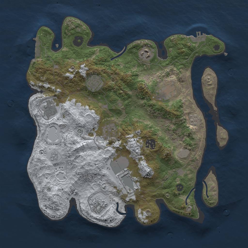 Rust Map: Procedural Map, Size: 3500, Seed: 2977365, 18 Monuments