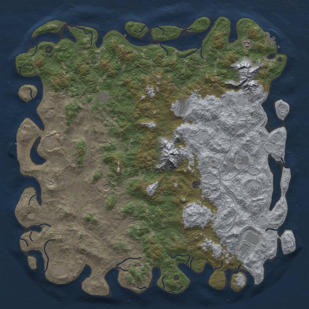 Rust Map: Procedural Map, Size: 6000, Seed: 123652233, 18 Monuments