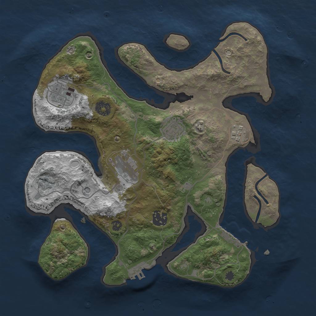 Rust Map: Procedural Map, Size: 3000, Seed: 1264190703, 13 Monuments