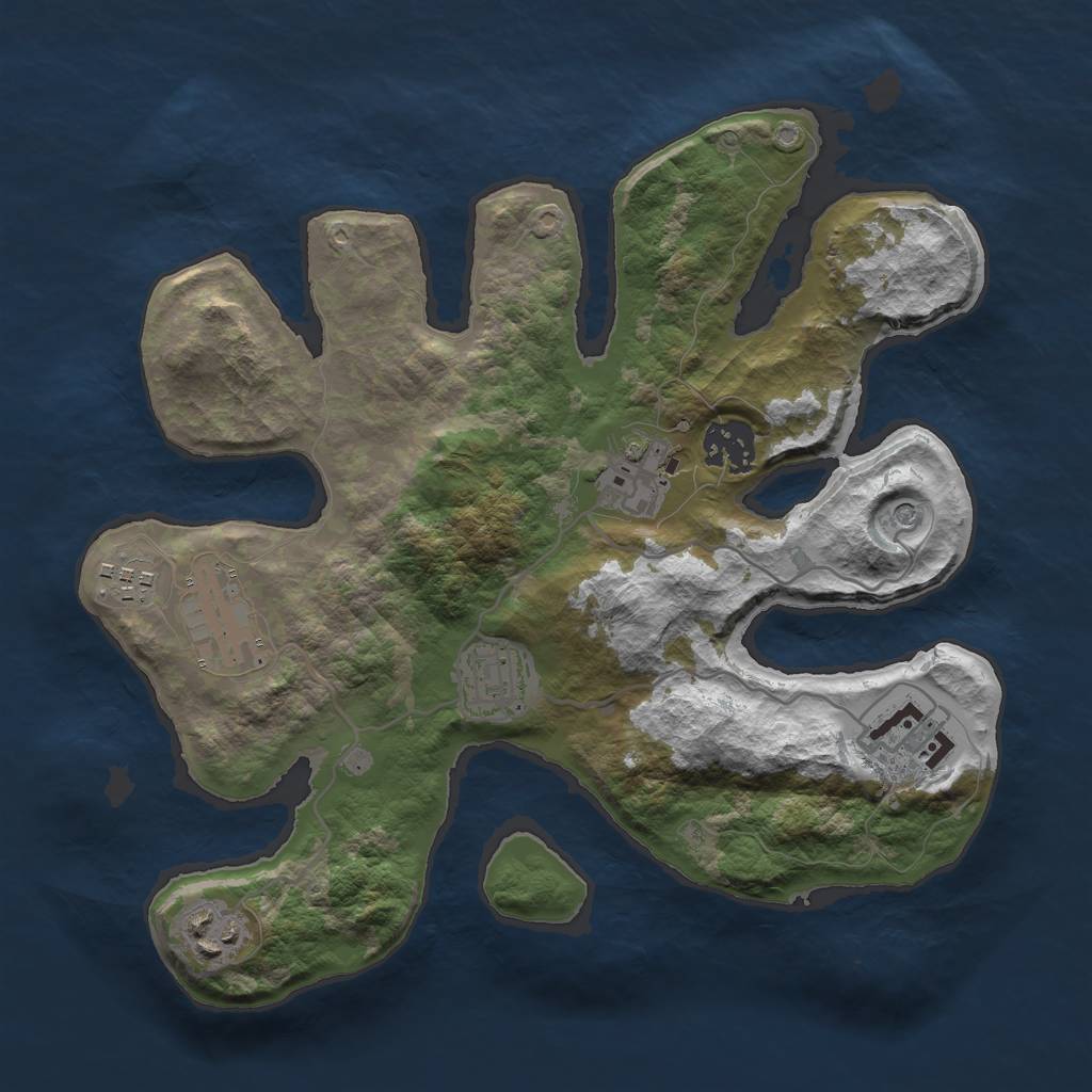 Rust Map: Barren, Size: 3000, Seed: 1595349903, 10 Monuments