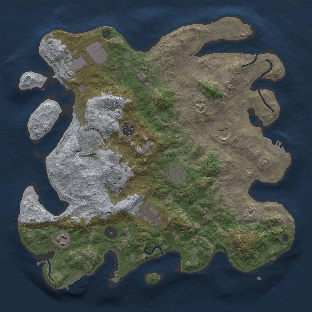 Rust Map: Procedural Map, Size: 3700, Seed: 908753872, 16 Monuments