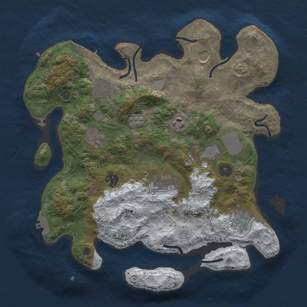 Rust Map: Procedural Map, Size: 3500, Seed: 748186290, 18 Monuments