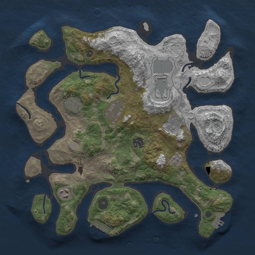 Rust Map: Procedural Map, Size: 3500, Seed: 932645, 15 Monuments
