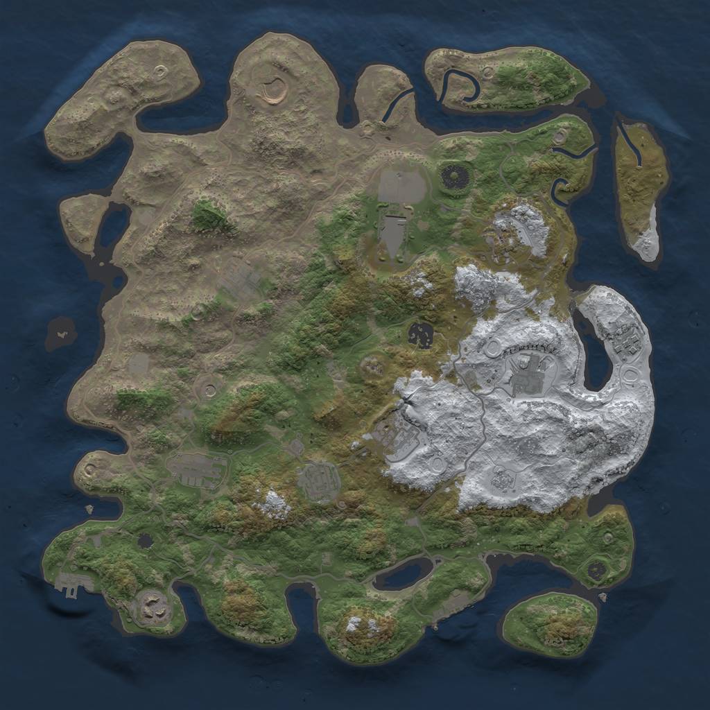 Rust Map: Procedural Map, Size: 4000, Seed: 757152396, 20 Monuments