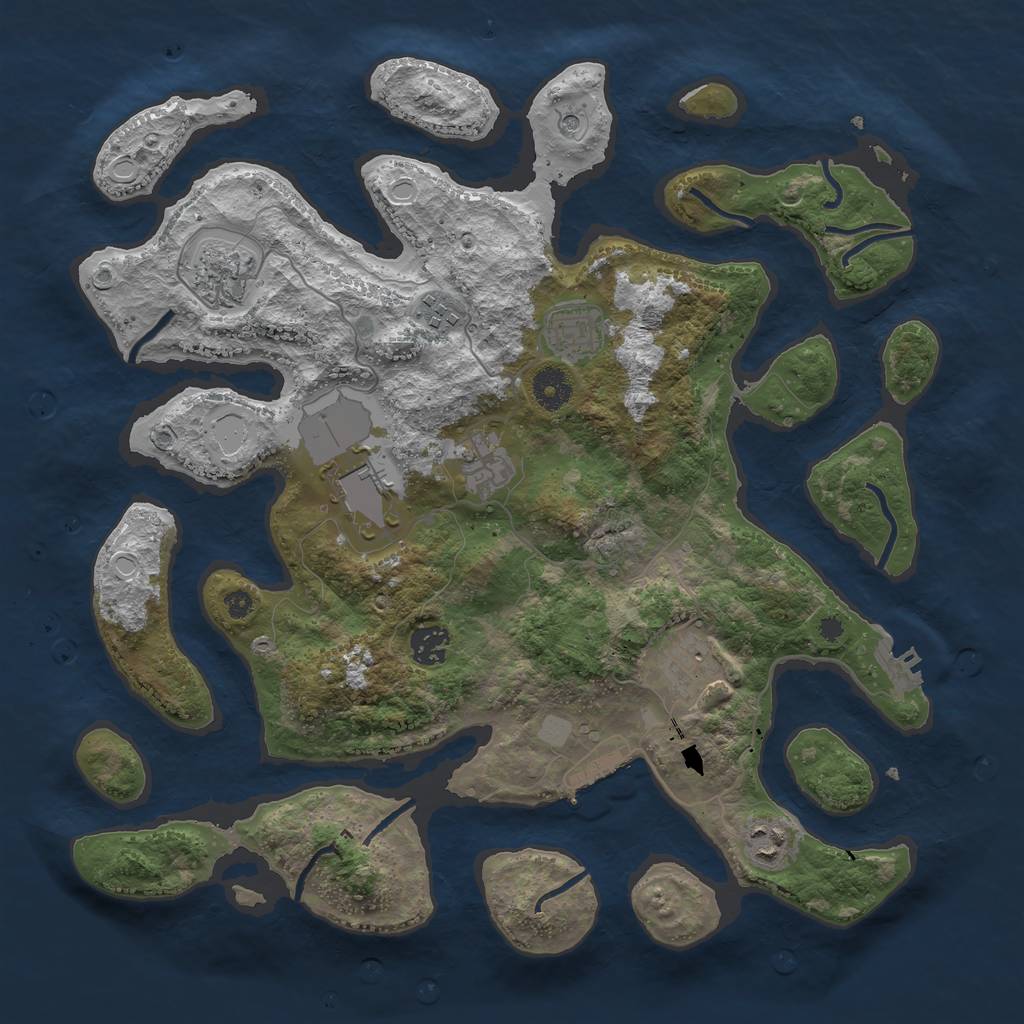 Rust Map: Procedural Map, Size: 3800, Seed: 149783, 16 Monuments