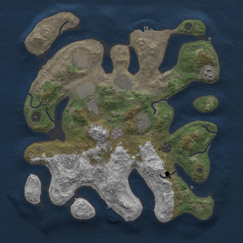 Rust Map: Procedural Map, Size: 3500, Seed: 10831, 16 Monuments