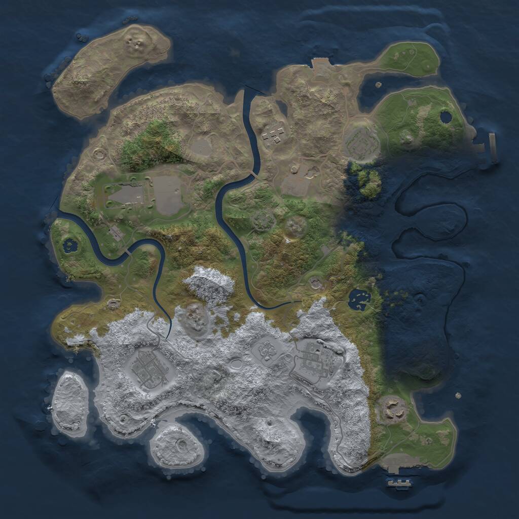 Rust Map: Procedural Map, Size: 3500, Seed: 10831, 14 Monuments