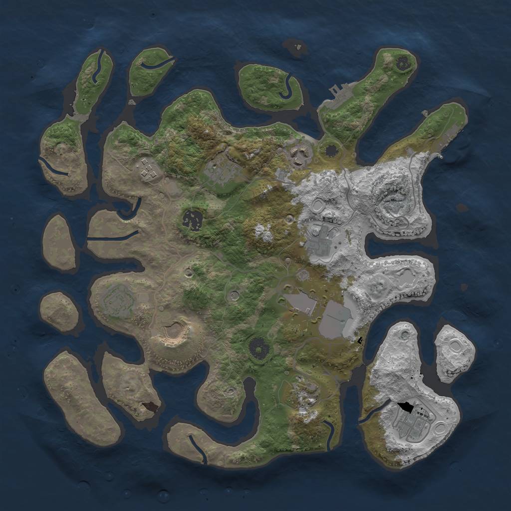 Rust Map: Procedural Map, Size: 3650, Seed: 1156360635, 21 Monuments