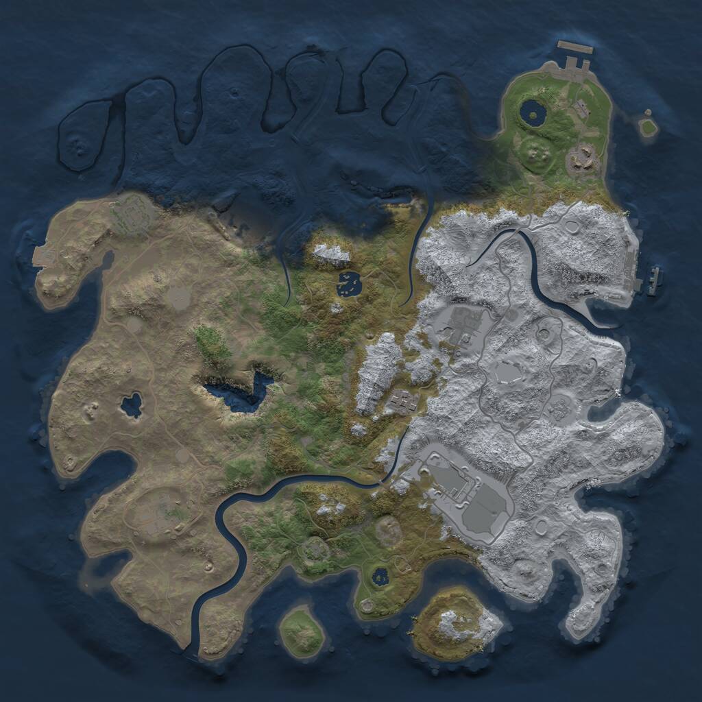 Rust Map: Procedural Map, Size: 4000, Seed: 1935613167, 14 Monuments