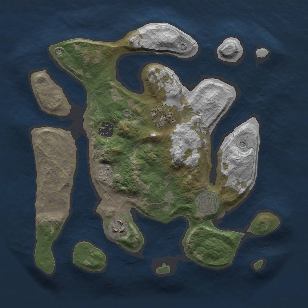 Rust Map: Barren, Size: 3000, Seed: 1971149250, 8 Monuments