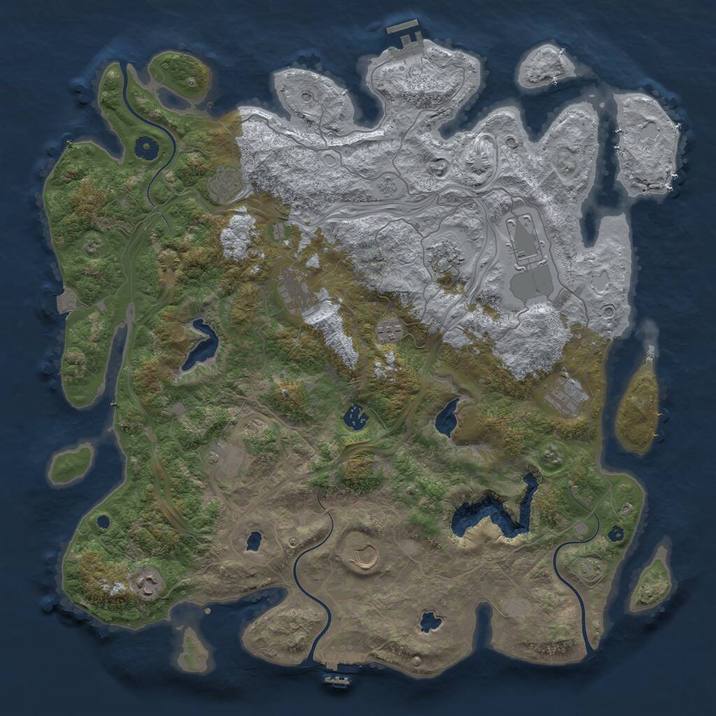 Rust Map: Procedural Map, Size: 4500, Seed: 1805354973, 16 Monuments