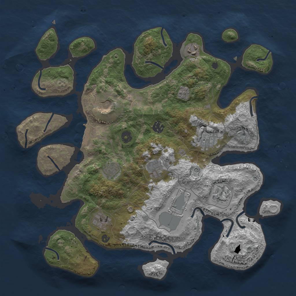 Rust Map: Procedural Map, Size: 3800, Seed: 234567890, 17 Monuments
