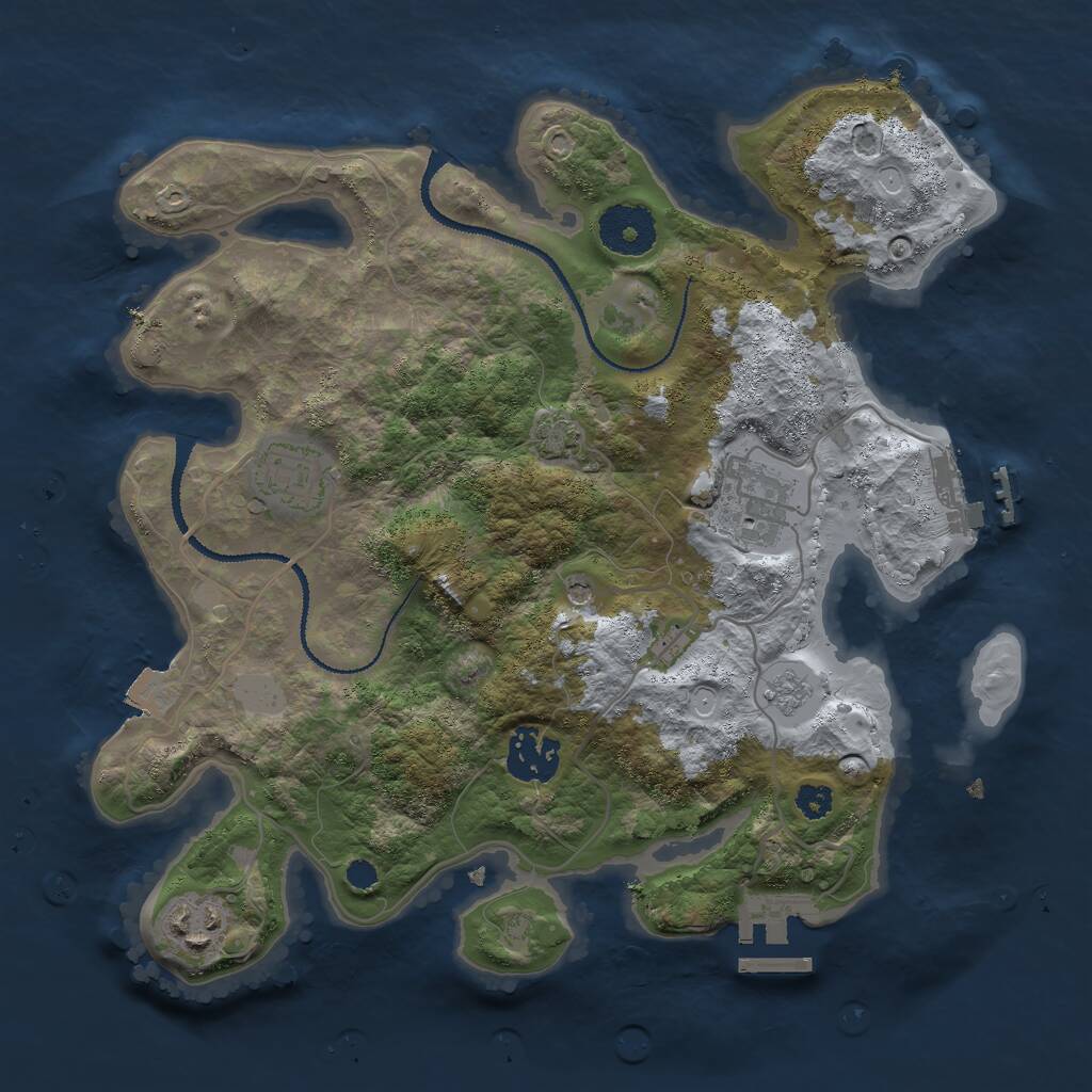 Rust Map: Procedural Map, Size: 3000, Seed: 5213, 10 Monuments