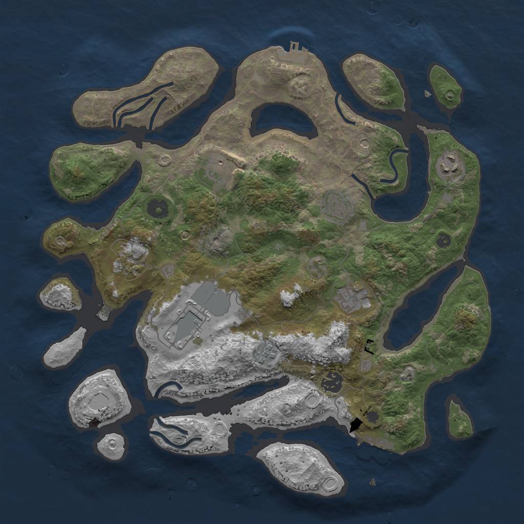 Rust Map: Procedural Map, Size: 3741, Seed: 3000, 19 Monuments
