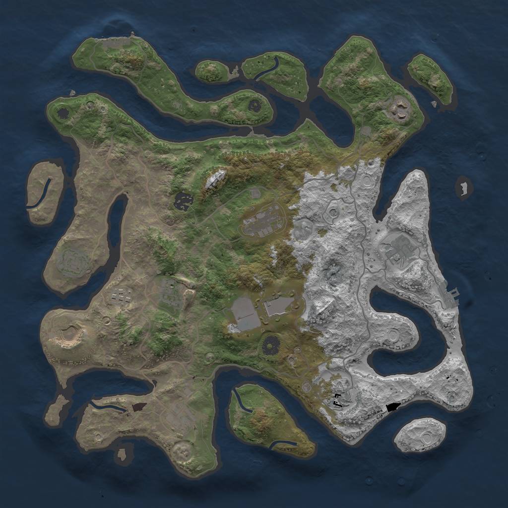 Rust Map: Procedural Map, Size: 4000, Seed: 1388881508, 19 Monuments