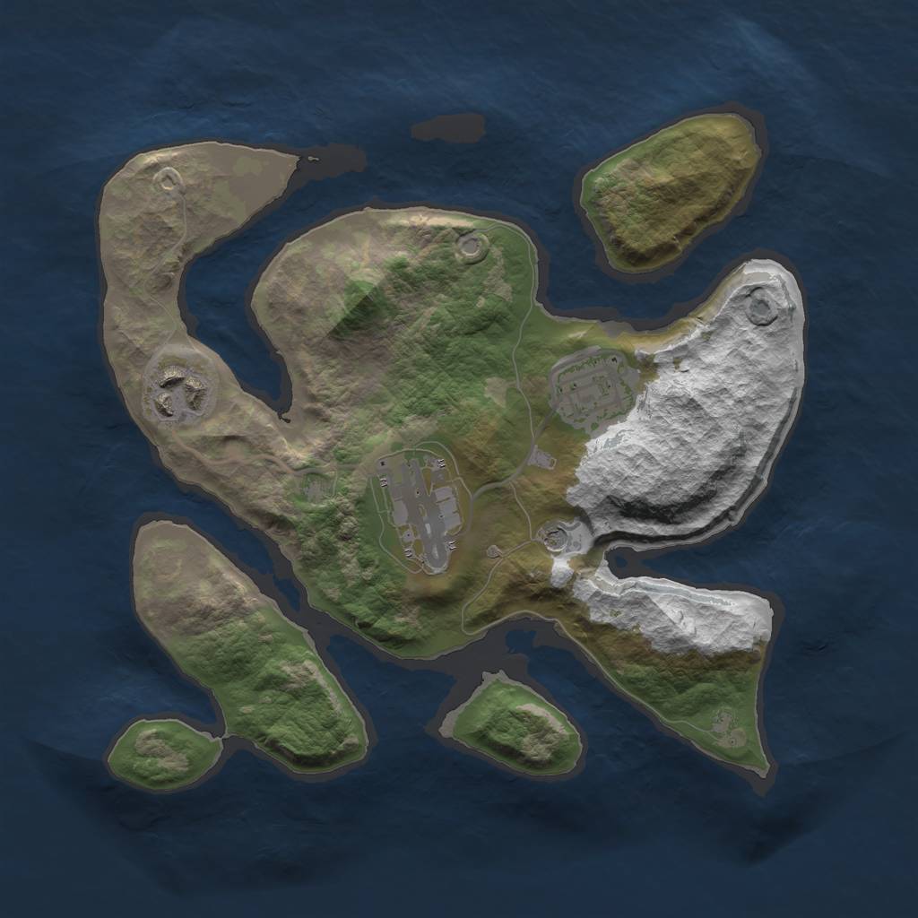 Rust Map: Barren, Size: 2500, Seed: 56712, 6 Monuments