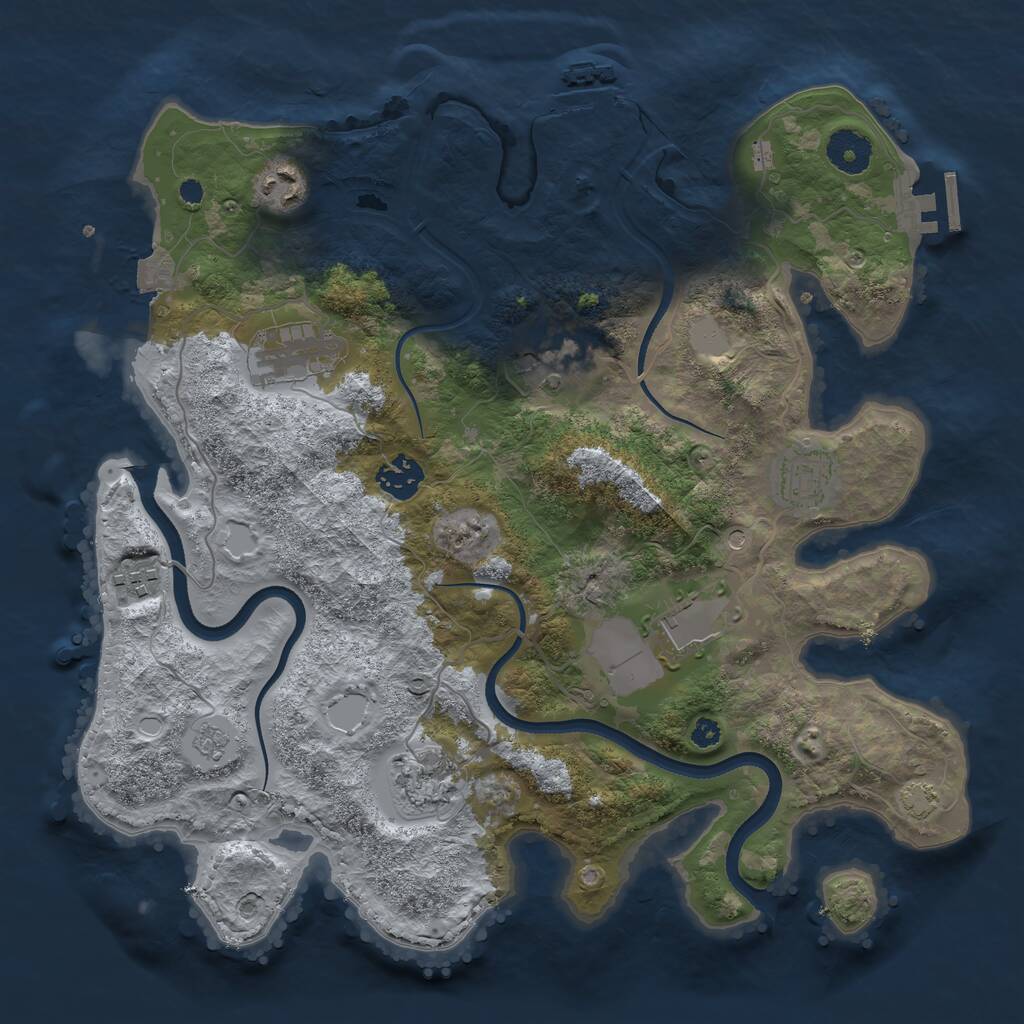 Rust Map: Procedural Map, Size: 3500, Seed: 651654, 14 Monuments