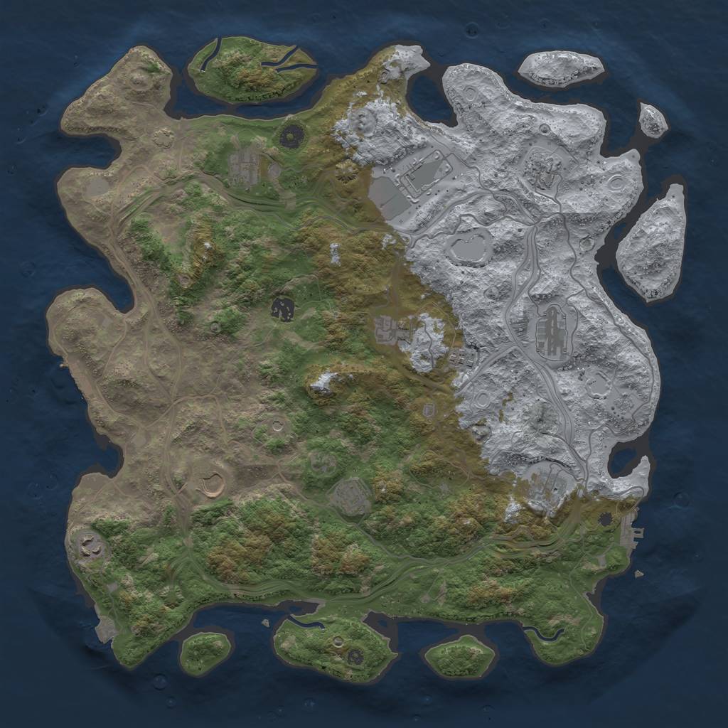 Rust Map: Procedural Map, Size: 4500, Seed: 51372702, 19 Monuments