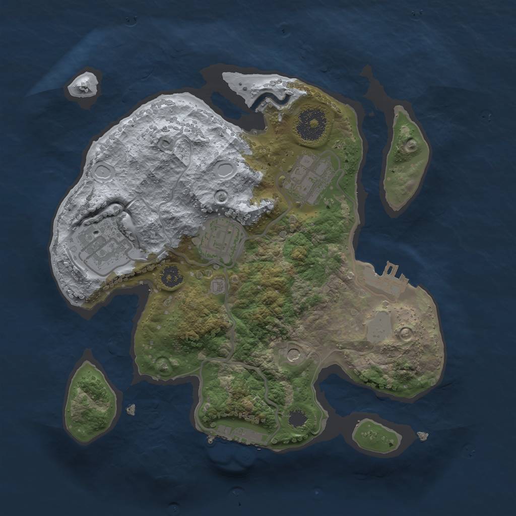 Rust Map: Procedural Map, Size: 2500, Seed: 4927, 9 Monuments