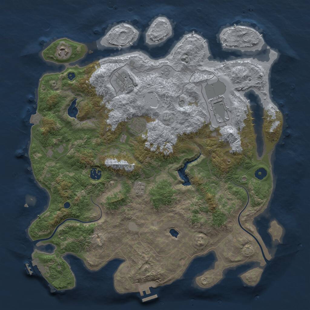 Rust Map: Procedural Map, Size: 4000, Seed: 1451453043, 12 Monuments