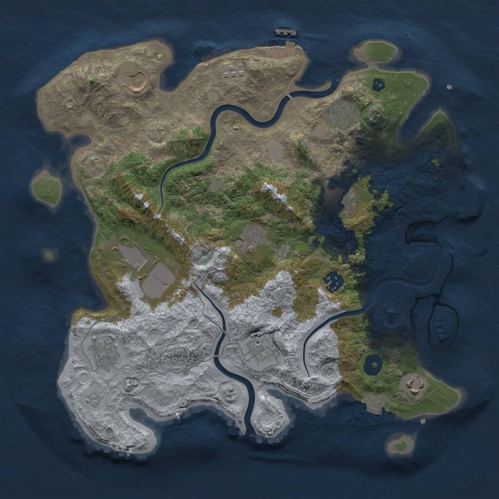 Rust Map: Procedural Map, Size: 3750, Seed: 62908, 16 Monuments