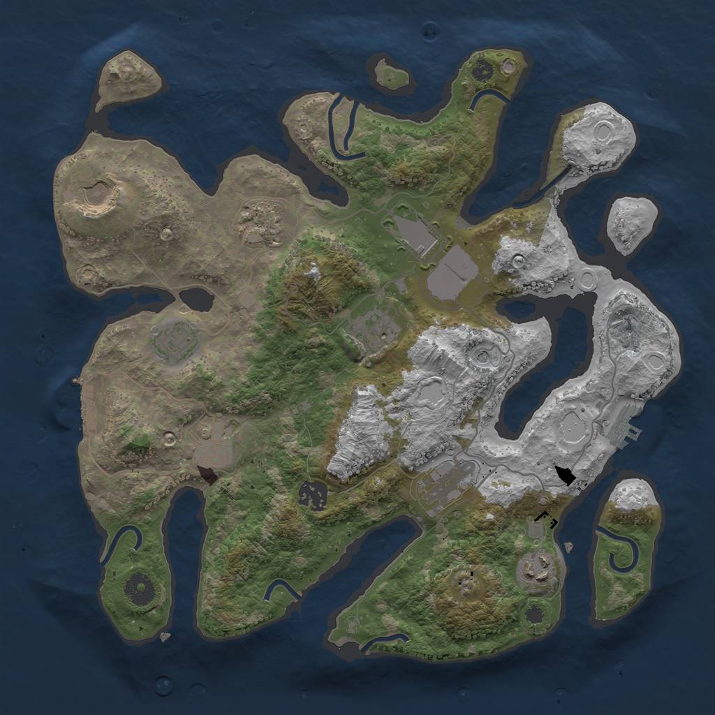 Rust Map: Procedural Map, Size: 3500, Seed: 108605444, 20 Monuments