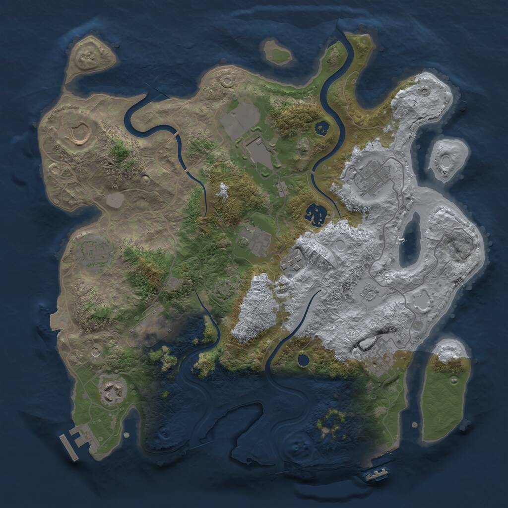 Rust Map: Procedural Map, Size: 3500, Seed: 108605444, 16 Monuments